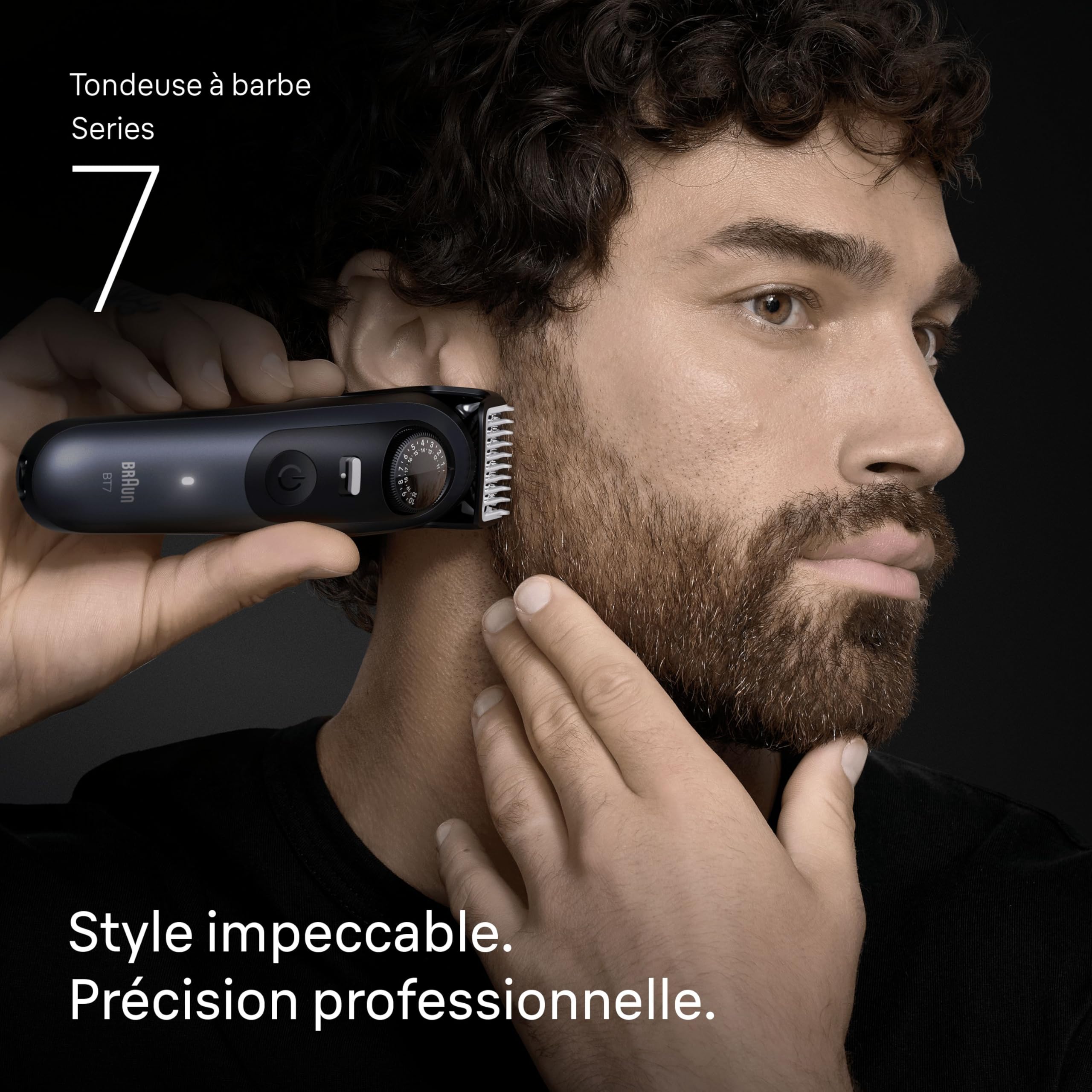 Braun Tondeuse Barbe Homme Series 7 BT7520, Bleue – Etanche, Batterie Rechargeable, Lame ProBlade, 40 Réglages de Longueur, Coffret avec +6 Outils de Barbier, Pochette