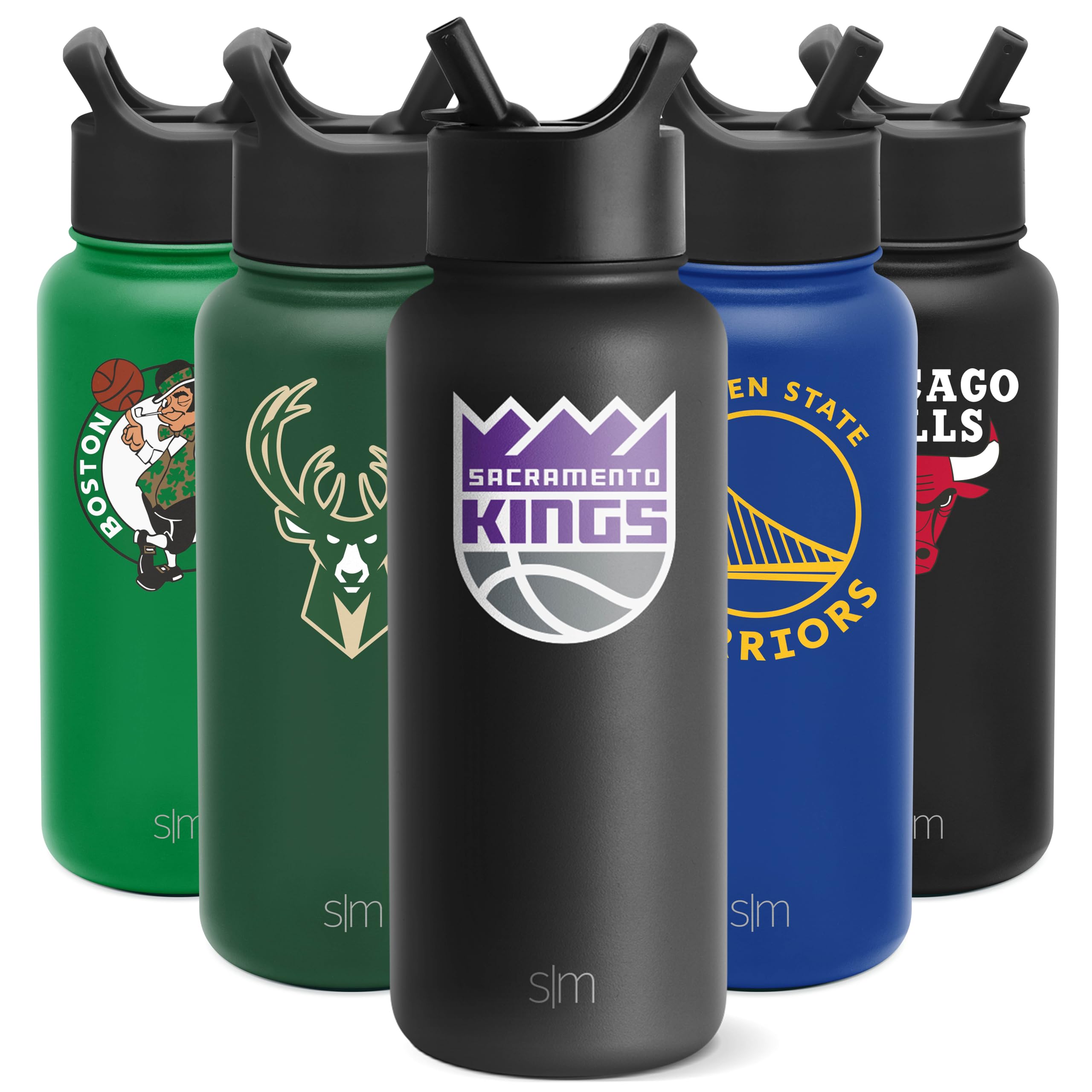 Simple ModernOfficially Licensed NBA Sacramento Kings Water Bottle with Straw Lid | Vacuum Insulated Stainless Steel 32oz Thermos | Summit Collection | Sacramento Kings