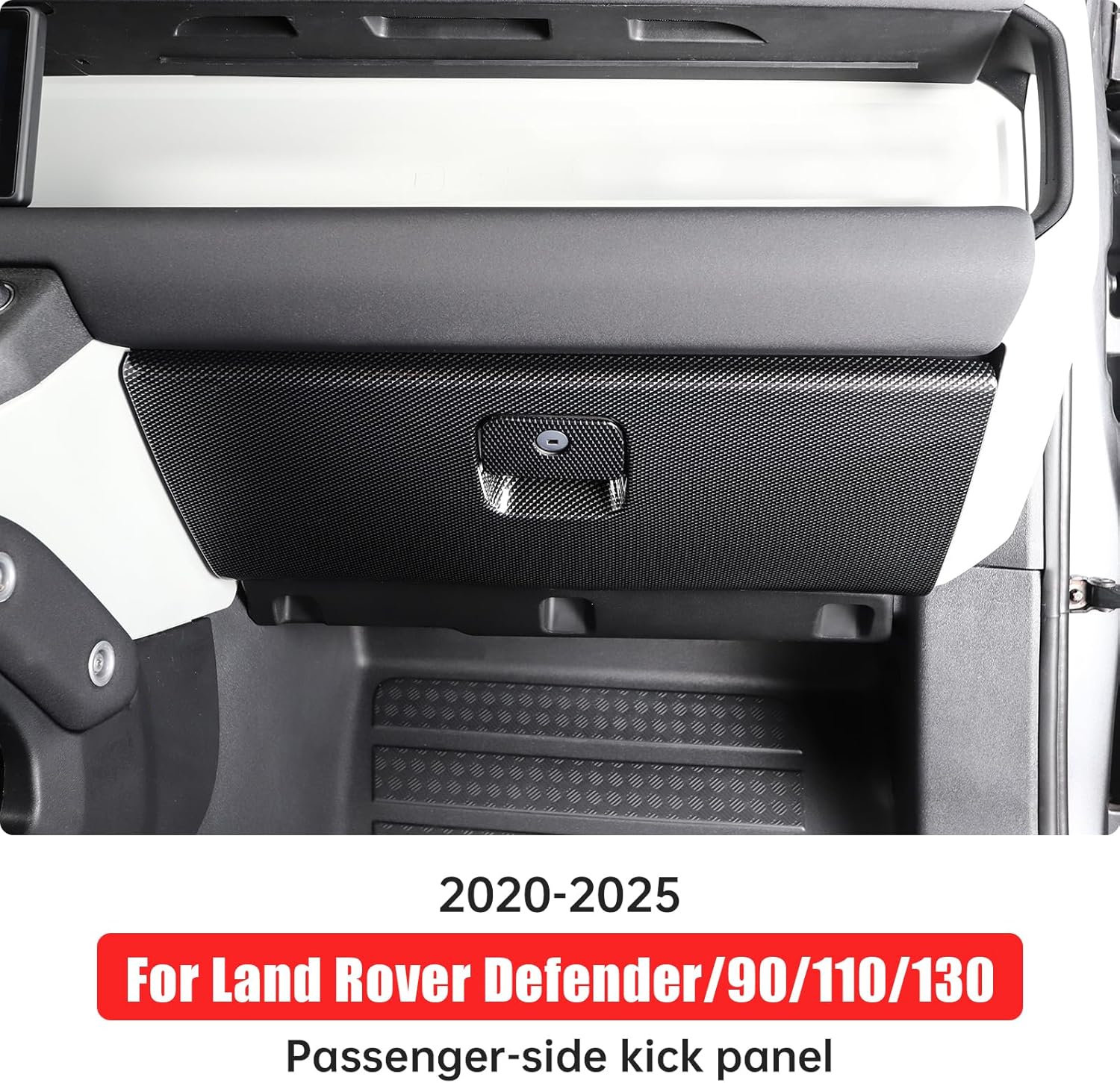 Passenger Side Kick Panel for 2020-2025, 2026 Land Rover Defender 90 110 130 Glove Box Protective Panel Cover Interior Center Trim Protective Sticker Scratch-Resistant Upgrade Modification Accessories