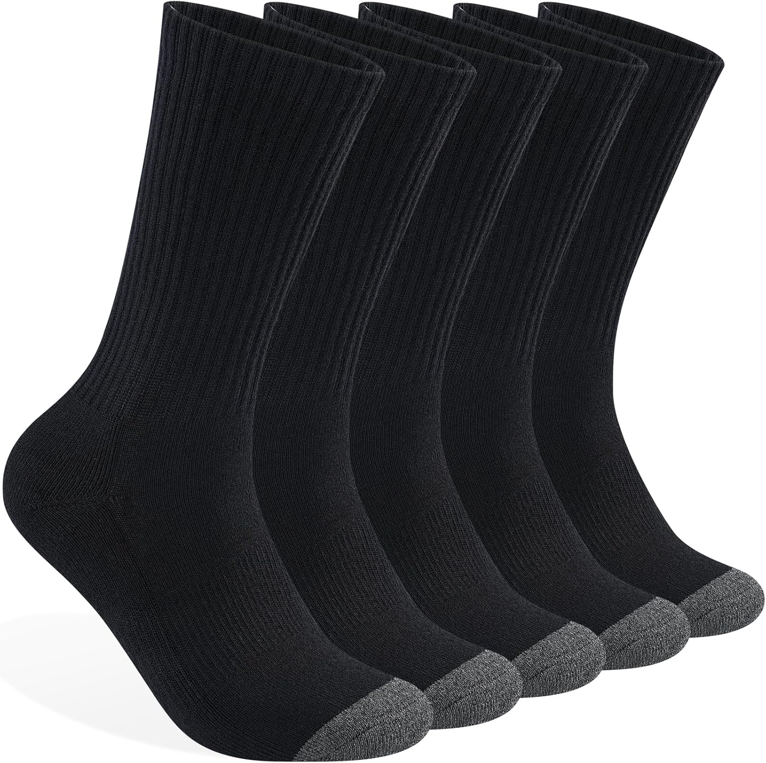 Monxiery Mens Cotton Cushioned Crew Socks, Athletic Performance Moisture Wicking Work socks