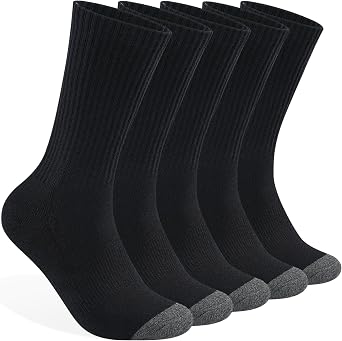 Monxiery Mens Cotton Cushioned Crew Socks, Athletic Performance Moisture Wicking Work socks