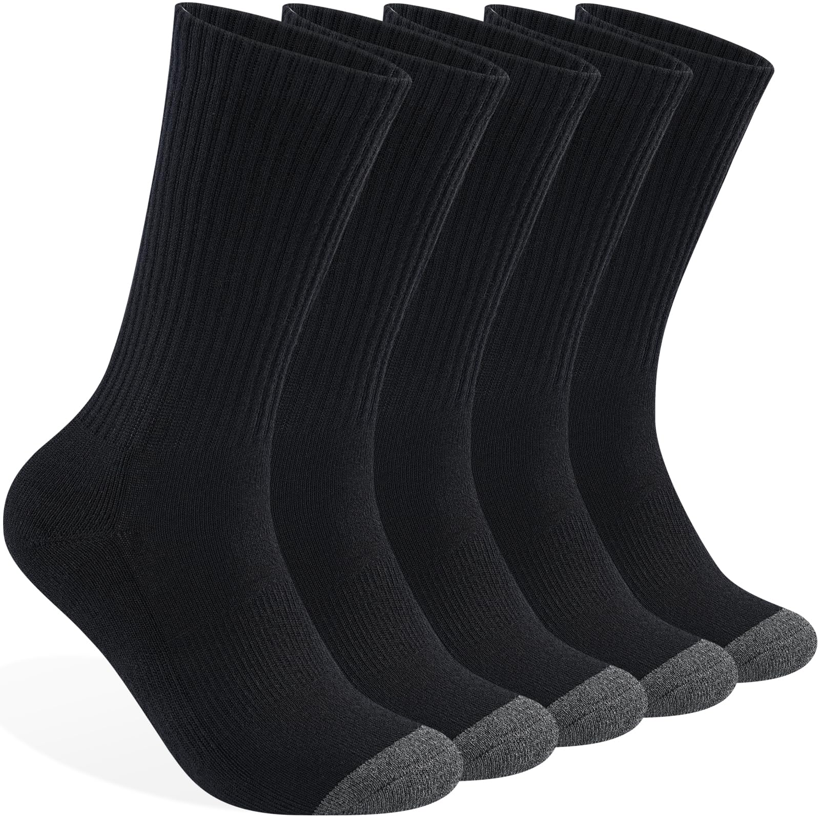 Mens Cotton Cushioned Crew Socks, Athletic Performance Moisture Wicking Work socks