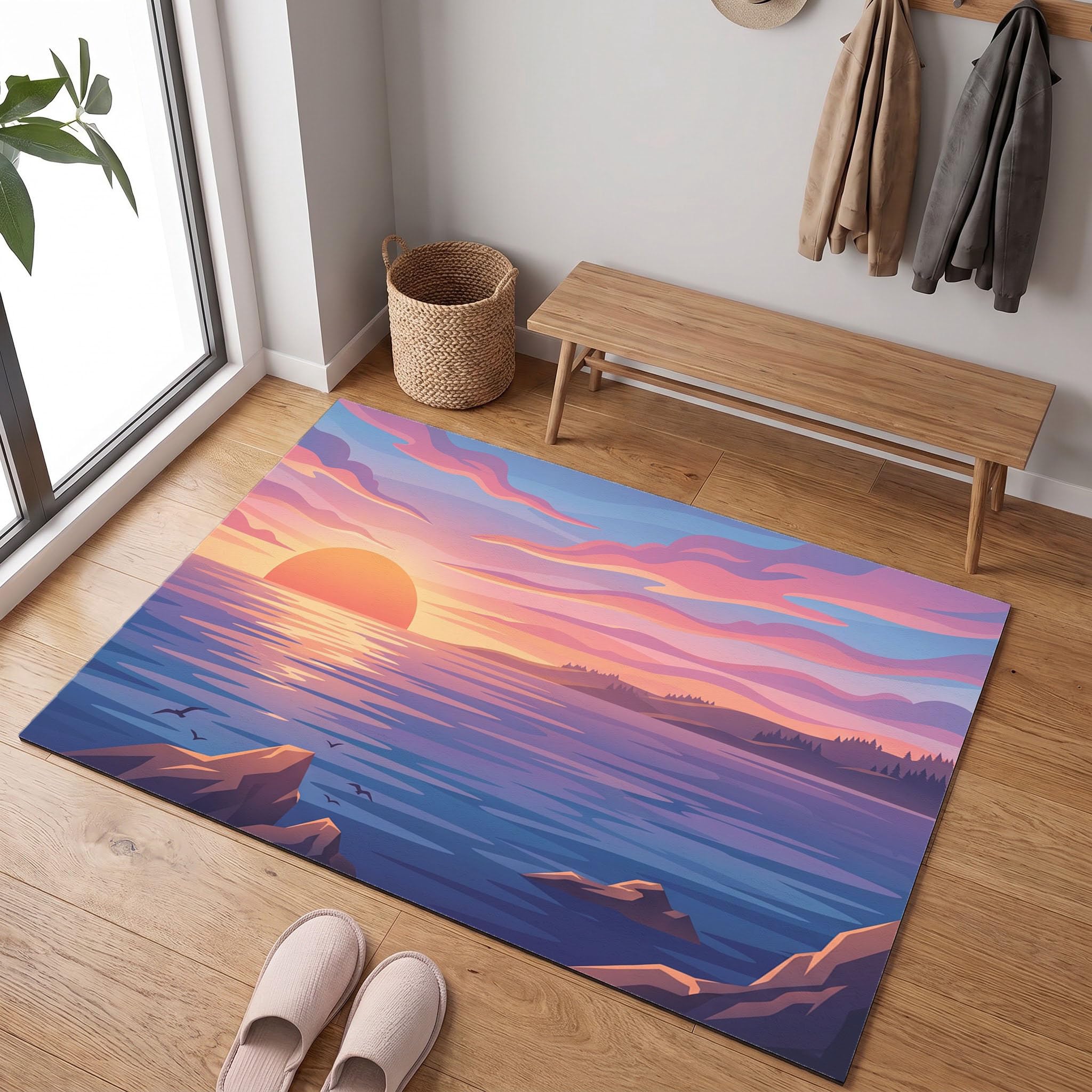 Violet Clair Paysages De Rêvepaillasson Durable Et Antidérapant Retient L’Eau Et Les Saletés Facile À Nettoyerpaillasson Interieur80X120 Cm Tapis D'Entrée Antidérapant