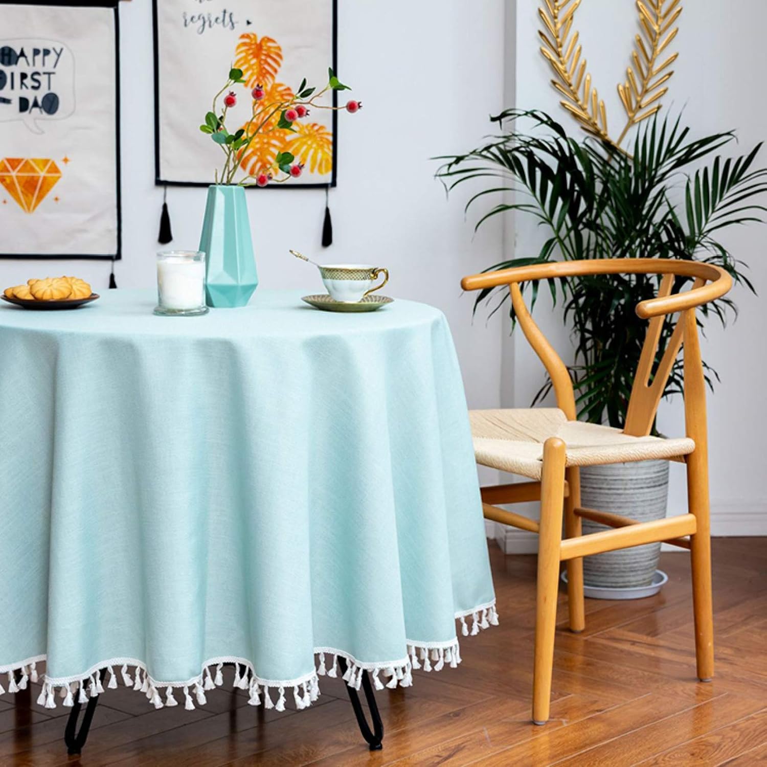 カントリースタイル テーブルクロス カラー ジャガード デイジー コットン リネン テーブルカバー 多用途テーブルクロス カバータオ