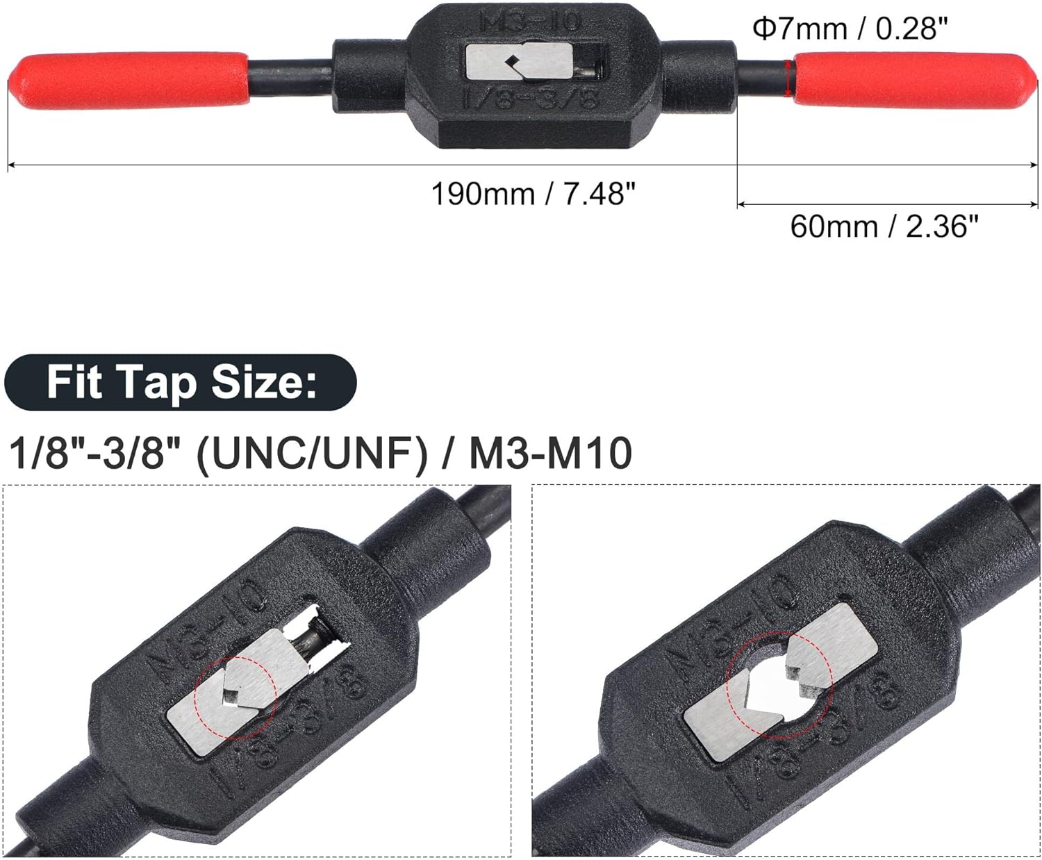 Buy uxcell Adjustable Tap Wrench Handle for 1/83/8 (UNC/UNF) / M3M10