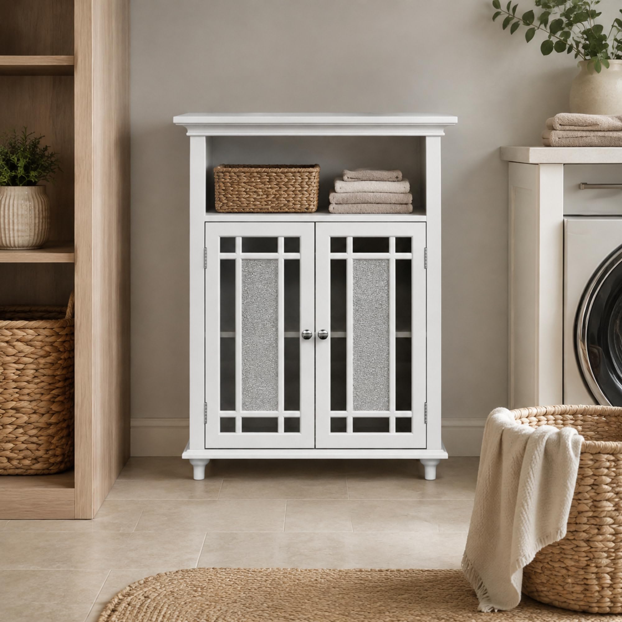 Teamson Home Placard de Rangement Meuble Bas de Salle de Bain Blanc Windsor ELG-529