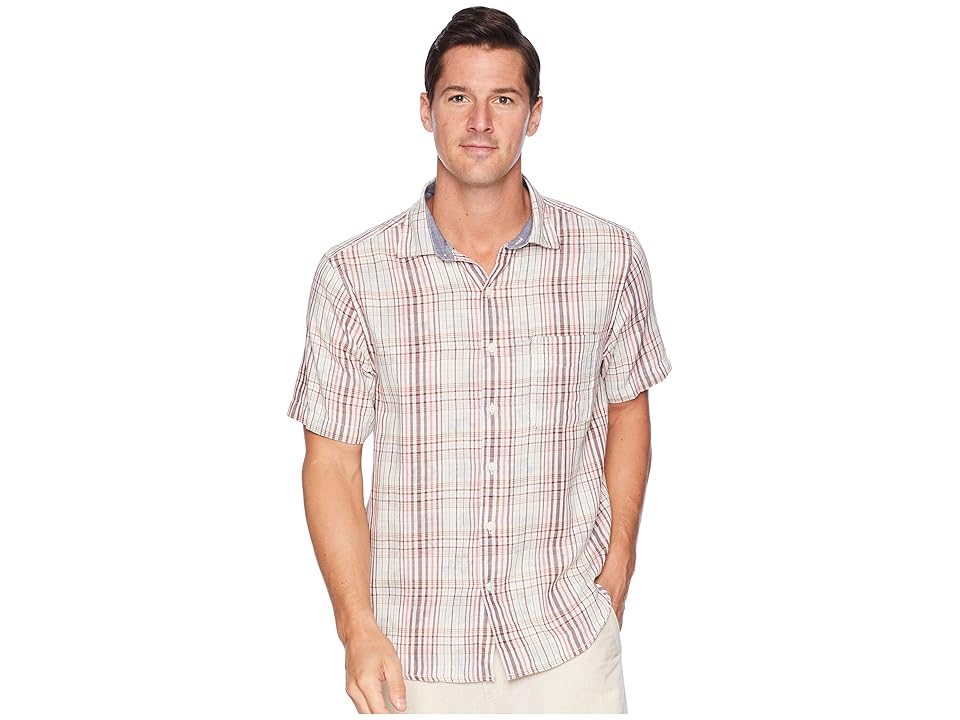 

Tommy Bahama Hideaway Palms Shirt (Plum Raisin) Men's Short Sleeve Button Up, Burgundy