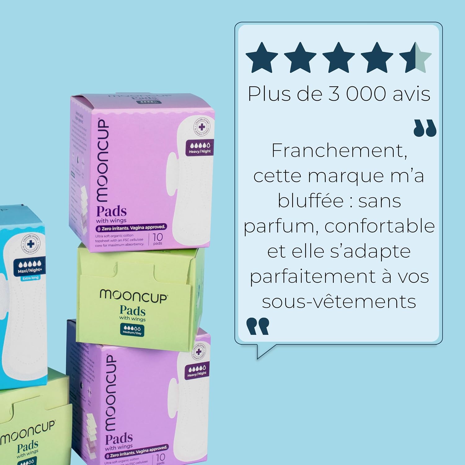 Mooncup® Maxi/Night+ Flow Pads with Wings, Ultra Soft Organic Cotton, 10 Pads image 4
