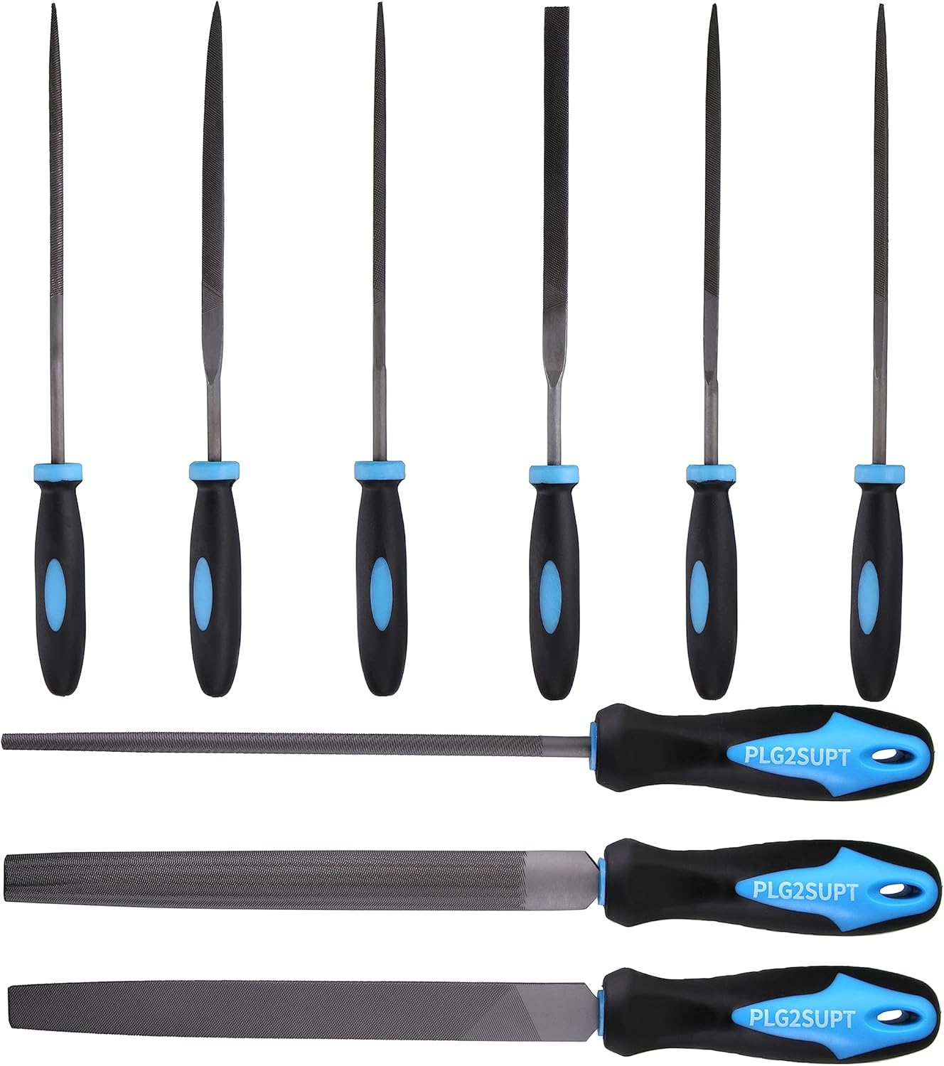 Plg2Sup 9PCs Metal File Set, Metal Files for Steel, 6 Needle Files and 3 Matal Files with Portable Bag