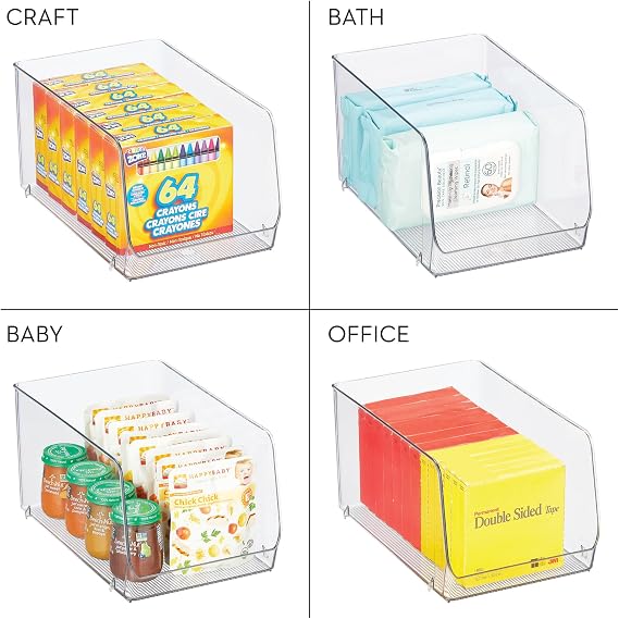 iDesign Clear Plastic Stackable Storage Bin, 2-Pack