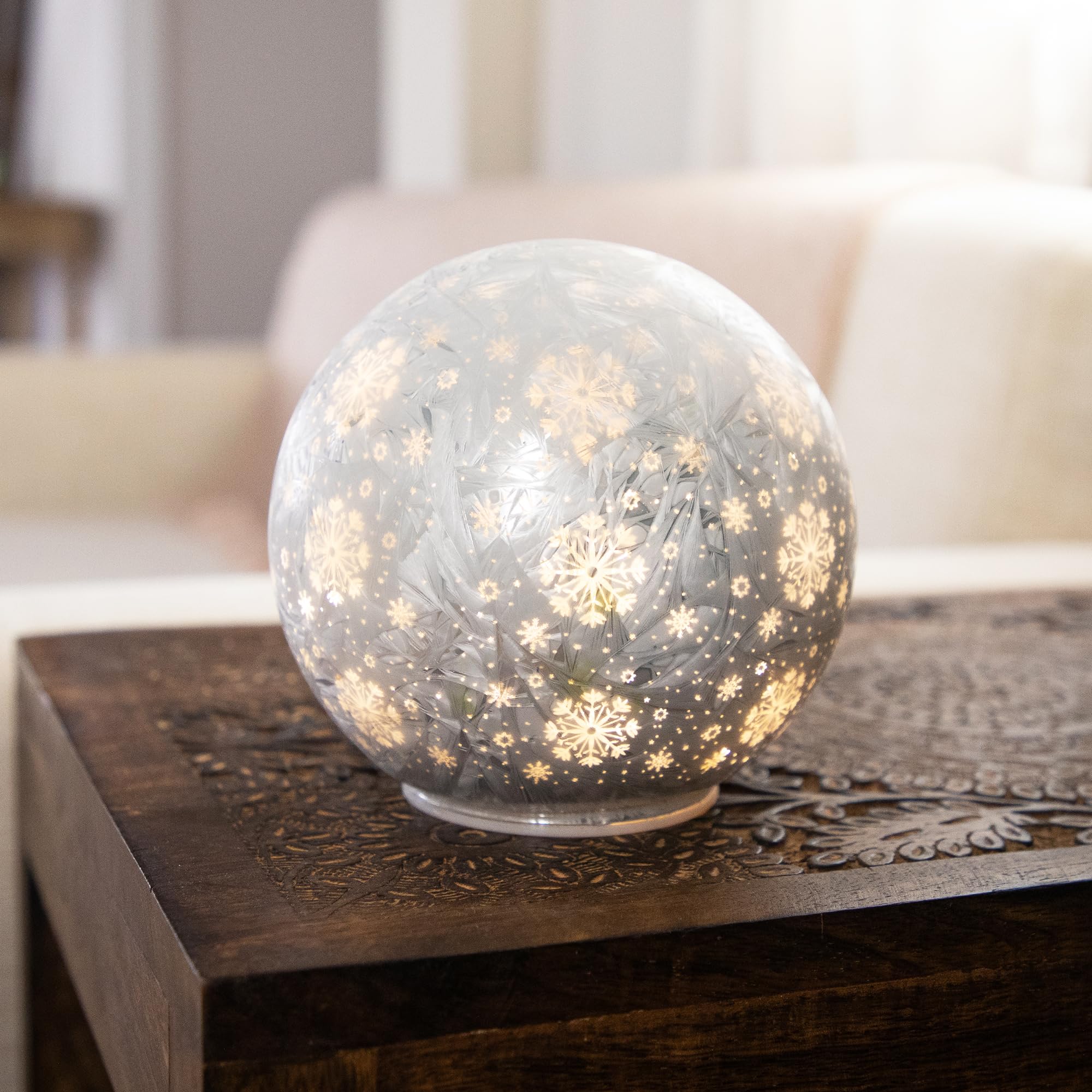 Northlight LED Lighted Snowflakes Glass Globe Christmas Decoration - 6