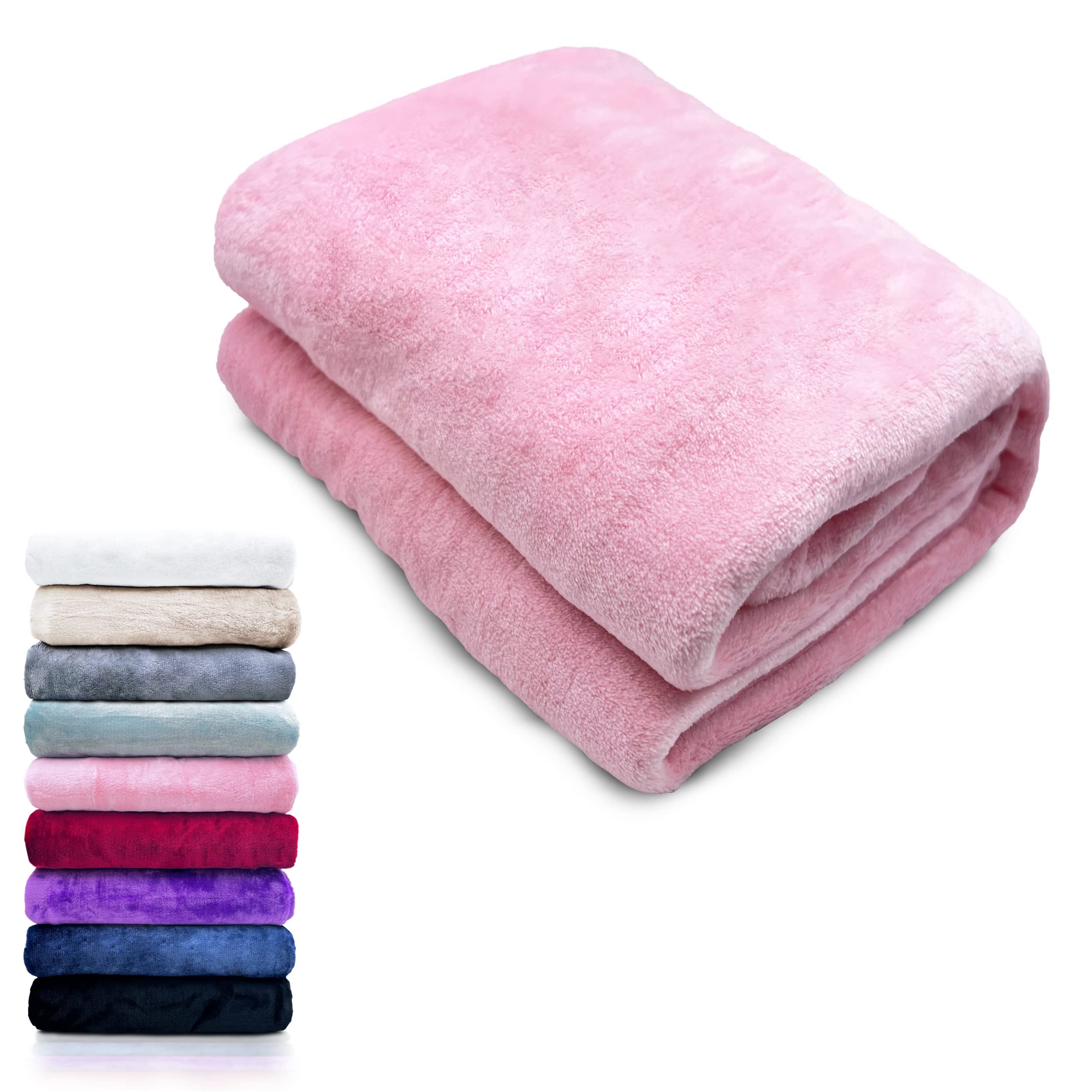 HTE Manta Microfibra Suave para Sofá y Cama, Super Caliente para Adulto y Niño,Sin Arrugas (Rosa, 130 x 160 cm)