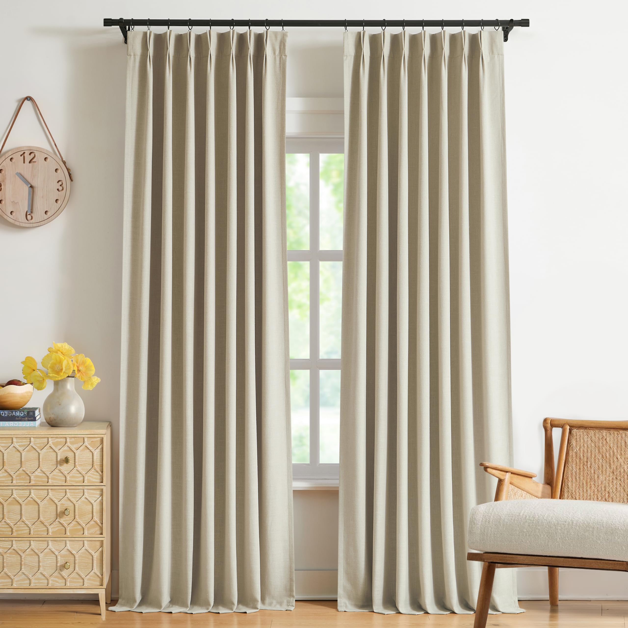 WEST LAKE Sand Pinch Pleated Full Blackout Curtain Panels for Bedroom