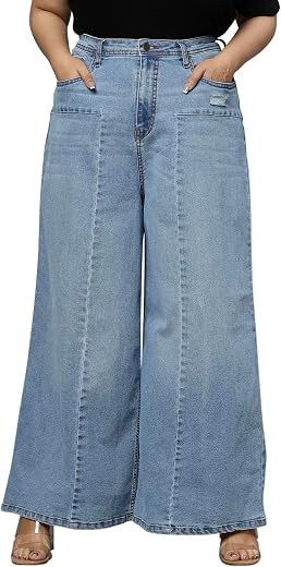 TURNING BLUE Extra Wide High Rise Stretchable Plus Size Jeans for Women