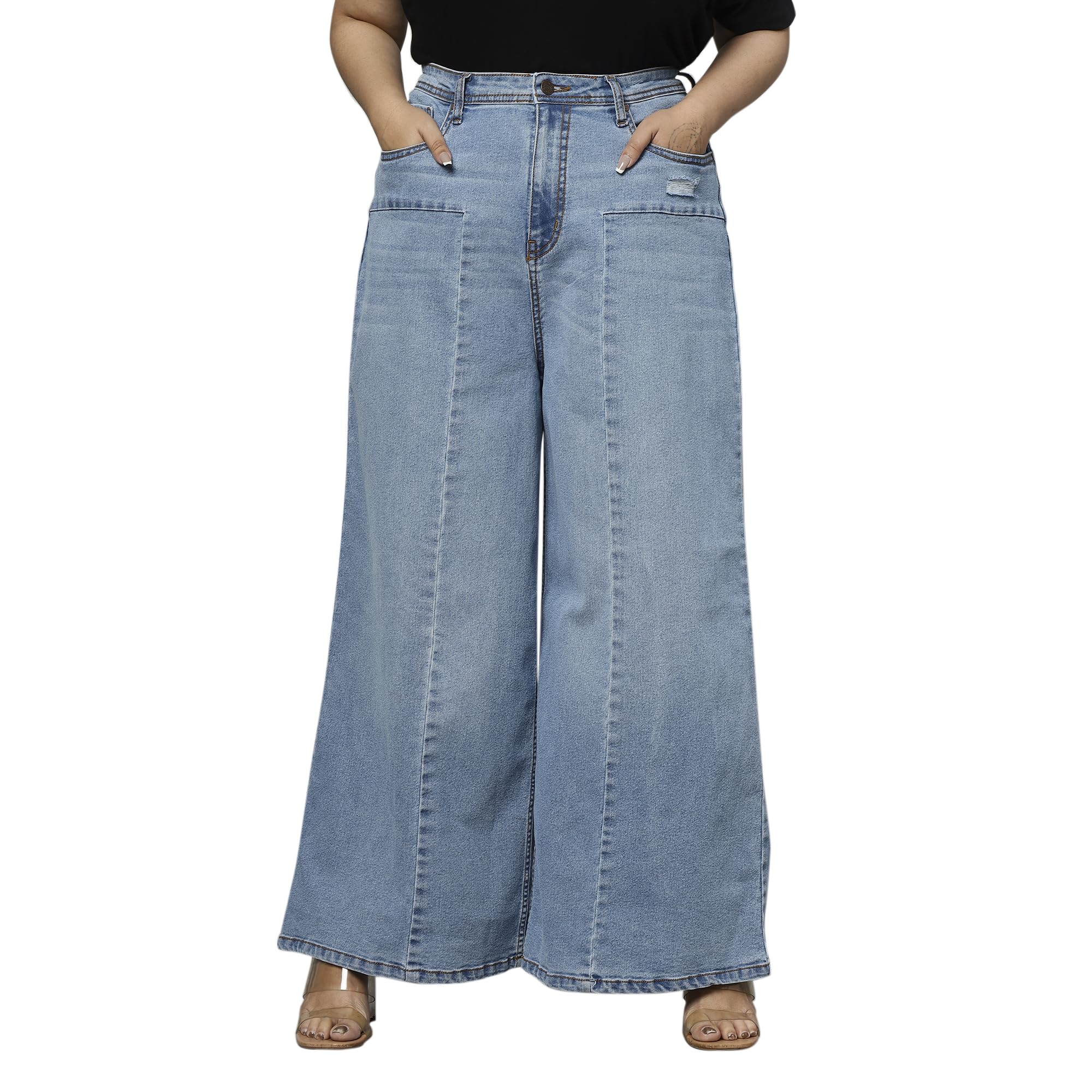 Extra Wide High Rise Stretchable Plus Size Jeans for Women