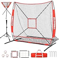 Vista 12 de 6'×6' Baseball Softball Practice Net,Baseball Backstop,with Batting Tee,Ball Caddy,for Hitting Pitching Batting Catching with Bow Frame,Bonus Strike