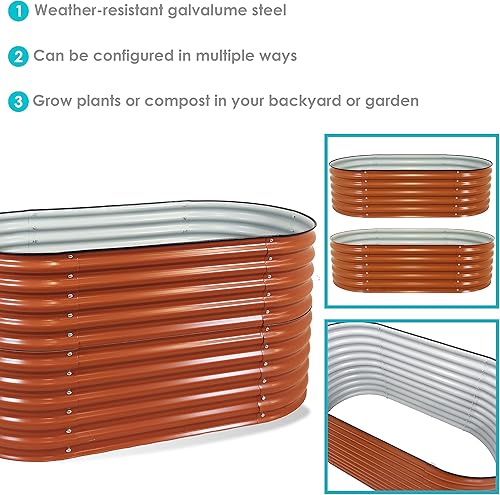 Miniatura 239 de Sunnydaze Cama de jardín de metal elevada de 11.75 pulgadas de alto, cama de jardín elevada galvanizada para exteriores para verduras y flores