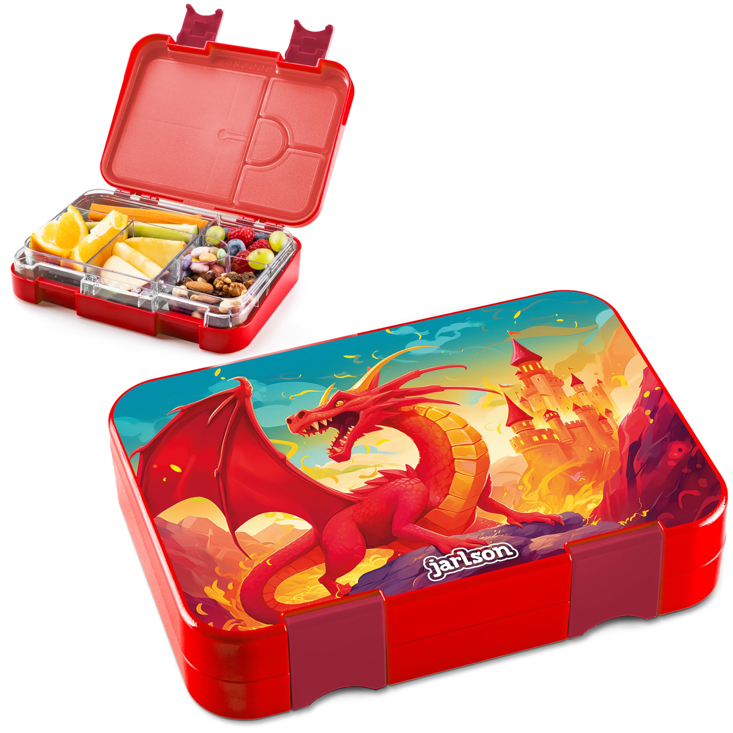 Jarlson® Brotdose Kinder mit Fächern TONI [AUSLAUFSICHER] - Bento Lunchbox mit Trennfächern - Frühstücksbox für Schule, Kita & Kindergarten - Jausenbox für Jungen & Mädchen - Vesperbox