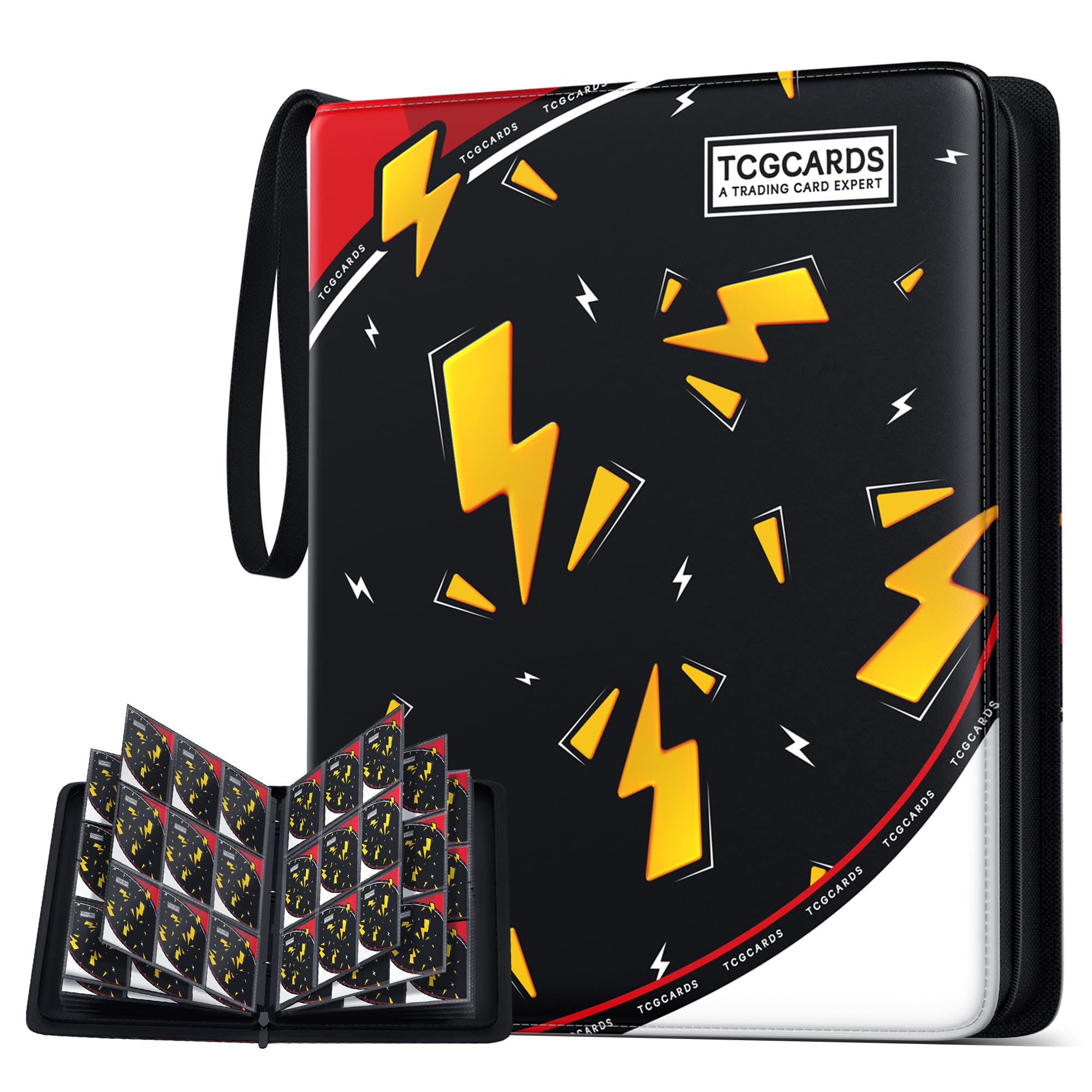 Card Binder for Pokemon Cards, 9 Pocket Trading Card Binder Holds 900 Cards with 50 Removable Sleeves, 3 Ring Zipper Card Holder Album Book Case for TCG, MTG, Sports Cards Collection, Boys Girls