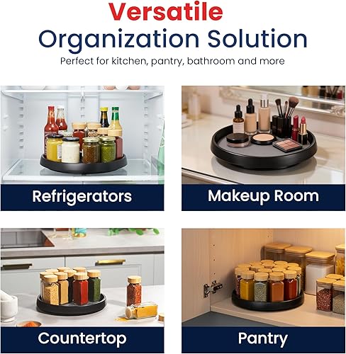 Miniatura 8 de Oizeir Lazy Susan de 10 pulgadas (juego de 4) – Plataforma giratoria antideslizante para gabinete para maximizar el almacenamiento y simplificar la