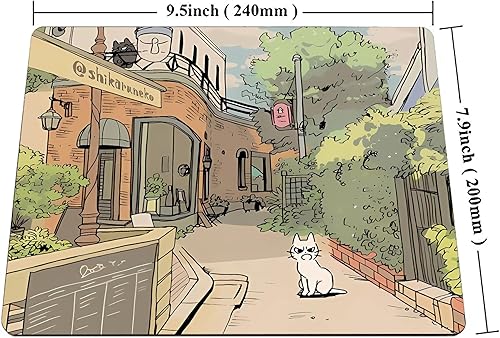 Miniatura 2 de Alfombrilla de mouse kawaii con diseño de gato de anime marrón pastel y verde, alfombrilla de mouse cuadrada impermeable para juegos para