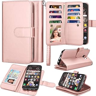 Takfox Wallet Case for Samsung Galaxy S7 Edge, Galaxy S7 Edge Case Wallet PU Leather with 9 Card Slots Holder Folio Flip Magnetic Detachable Phone Case&Wrist Strap for Samsung Galaxy S7 Edge-Rose Gold