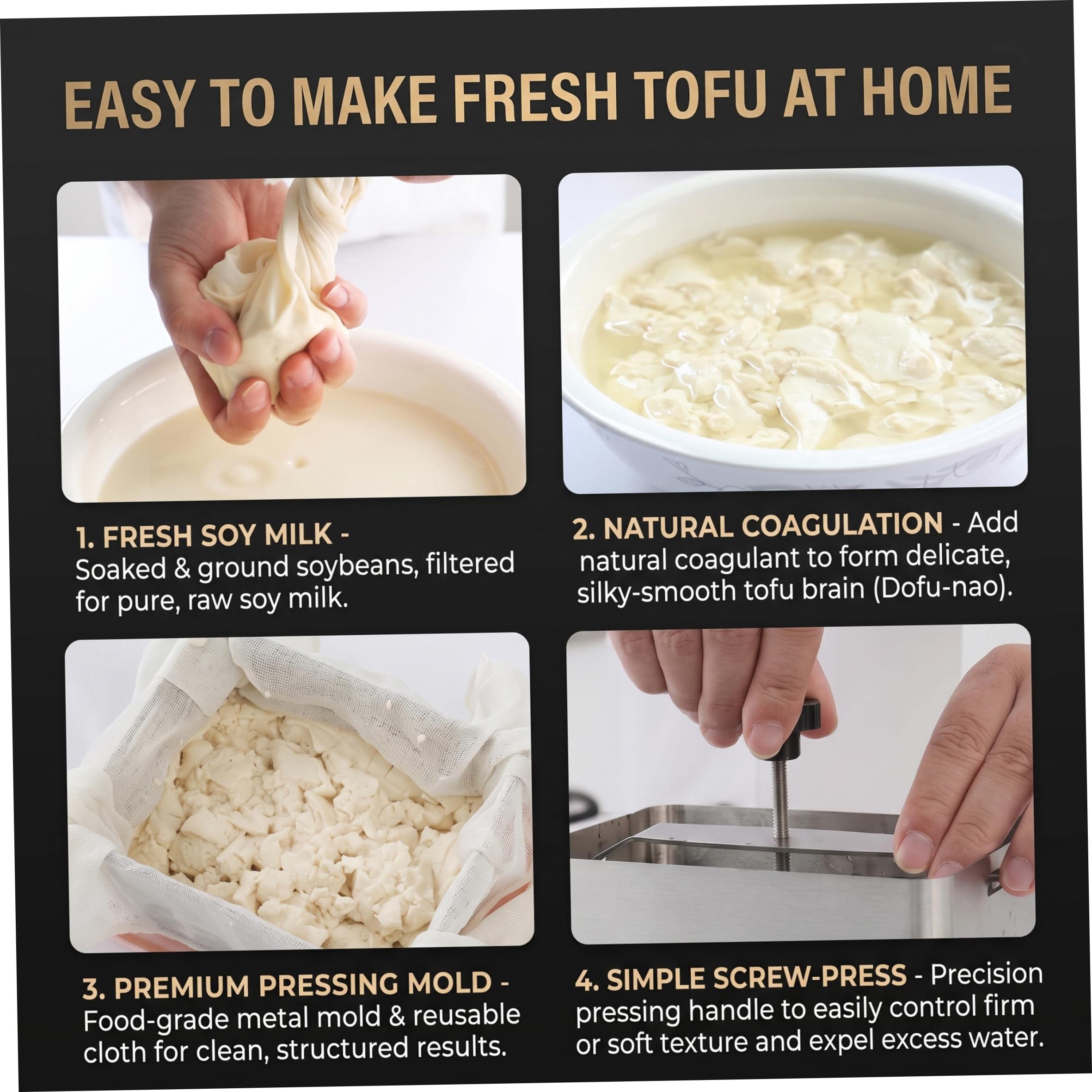 Pressa per Tofu in Acciaio Inossidabile, Regolabile, con Vassoio antigoccia.. | Acciaio inossidabile per uso alimentare, ideale per cuochi casalinghi, ottimo per tofu e formaggio fai-da-te