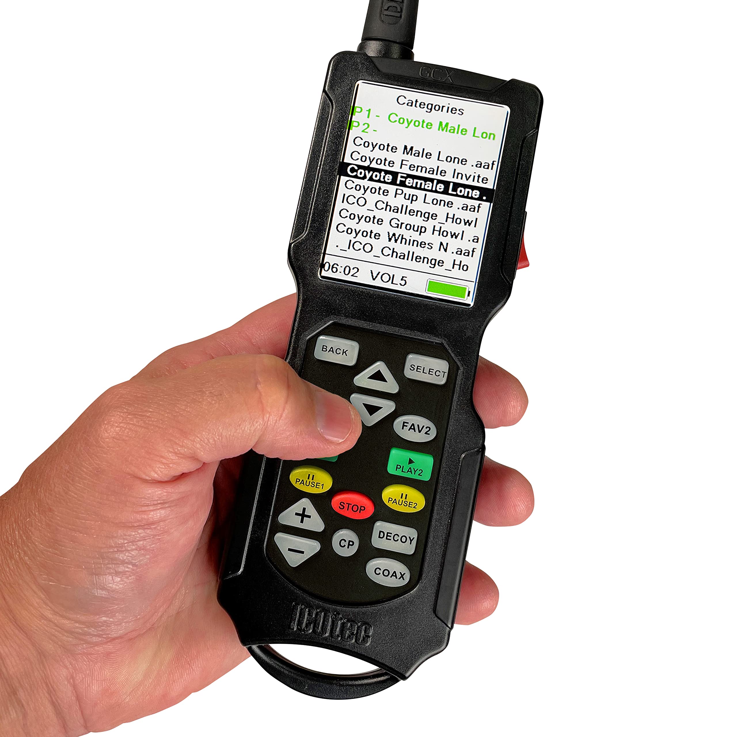 Icotec Hellion+ Game Call - Designed for Coyote, Fox, Bobcat, Raccoon Hunting - 165 Sounds Included, 300 Yard Remote Range, Clearest Sound