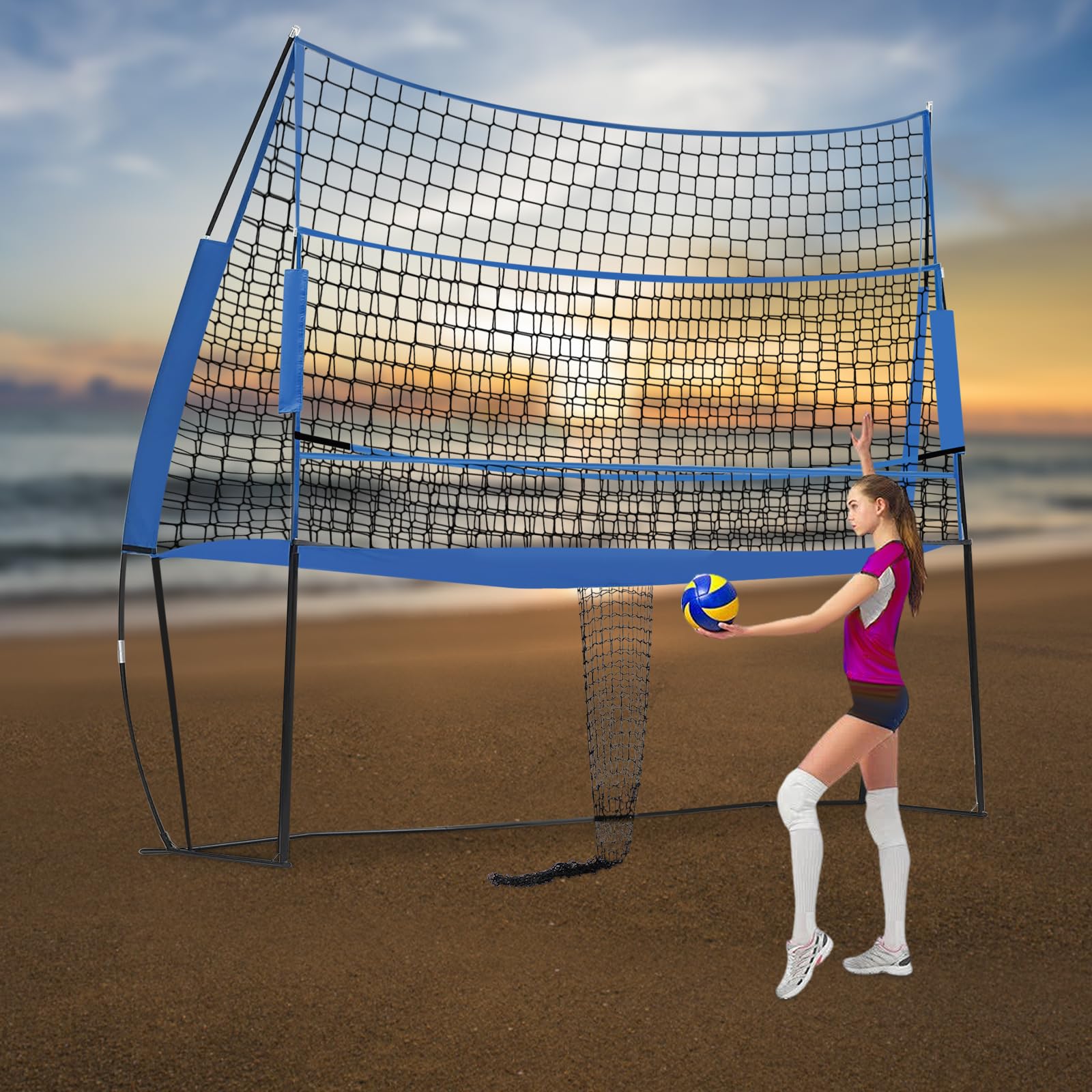 Sistema di rete di allenamento per pallavolo, attrezzatura per esercizi regolabile in altezza, per casa, scuola, parco giochi