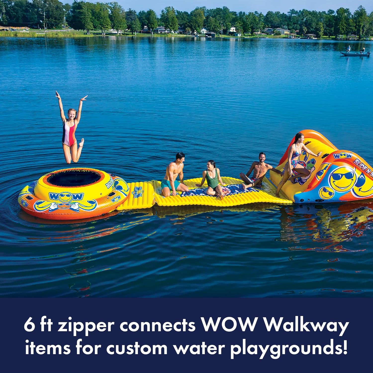 WOW Sports World of Watersports Inflatable Bounce Pad, 4Ft Bouncing Area, Yellow, 20-2030