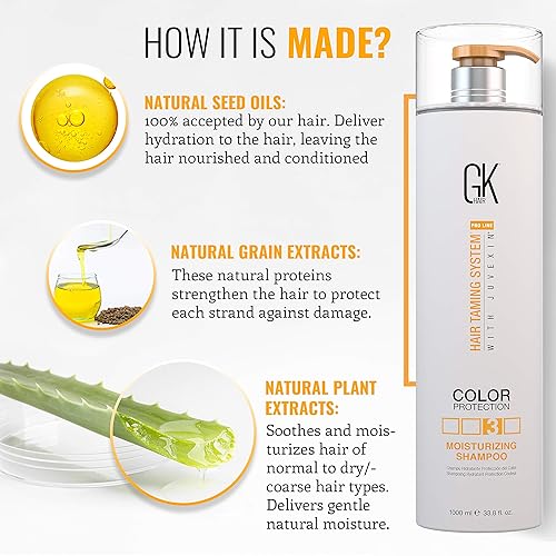 Miniatura 8 de GK HAIR Global - Champú hidratante de queratina 338 onzas líquidas 338fl oz para protección hidratante del color daños en seco rizado encrespamiento