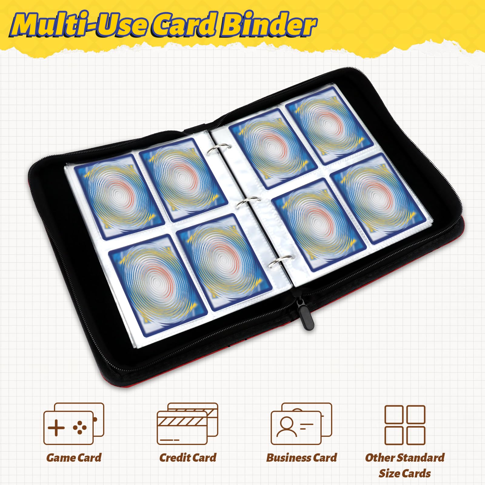 SALUOKE Card Binder 400 Pockets, 4 Pocket Trading Card Binder, Card Folder with Carry Handle - Image 4