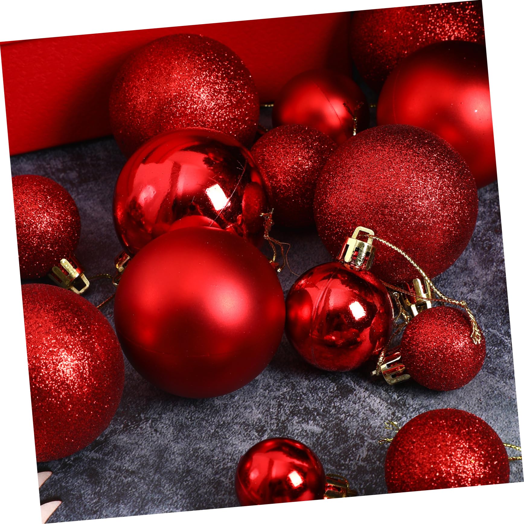 Cabilock Lot de 100 Boules de Noël Rouges Galvanisées Creuses pour Décorations d'arbre de Noël