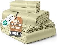 Vista 22 de Sábanas 100% de Algodón Egipcio Tamaño Queen - Naturalmente Refrescantes y Transpirables, Juego de Sábanas Queen de 4 Piezas con Tejido de Satén