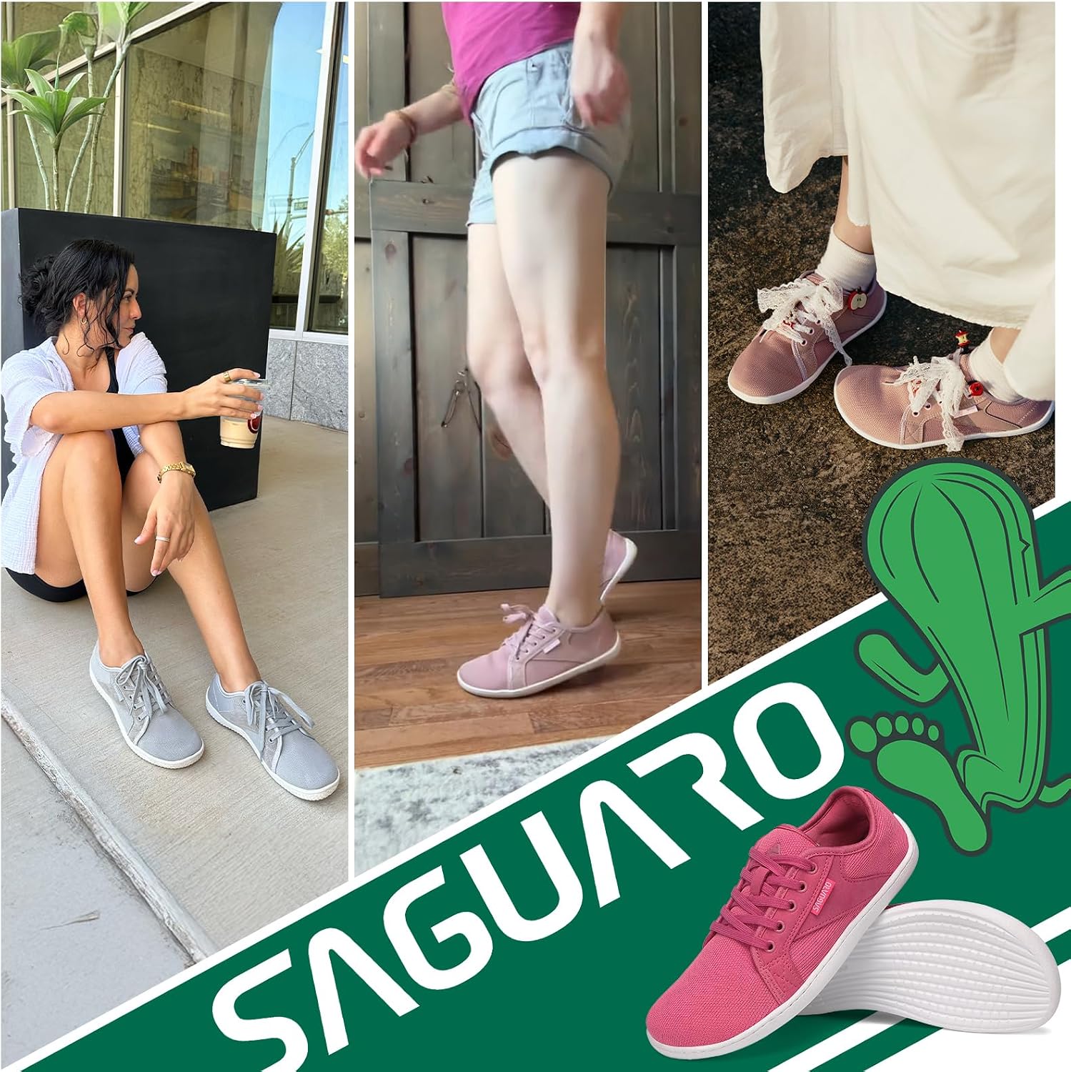SAGUARO Unisex Knit Barefoot Shoes with Wide Toe Box and Zero-Drop Solhe, Luck Ⅰ, Size 3-13 39 EU Hot Pink