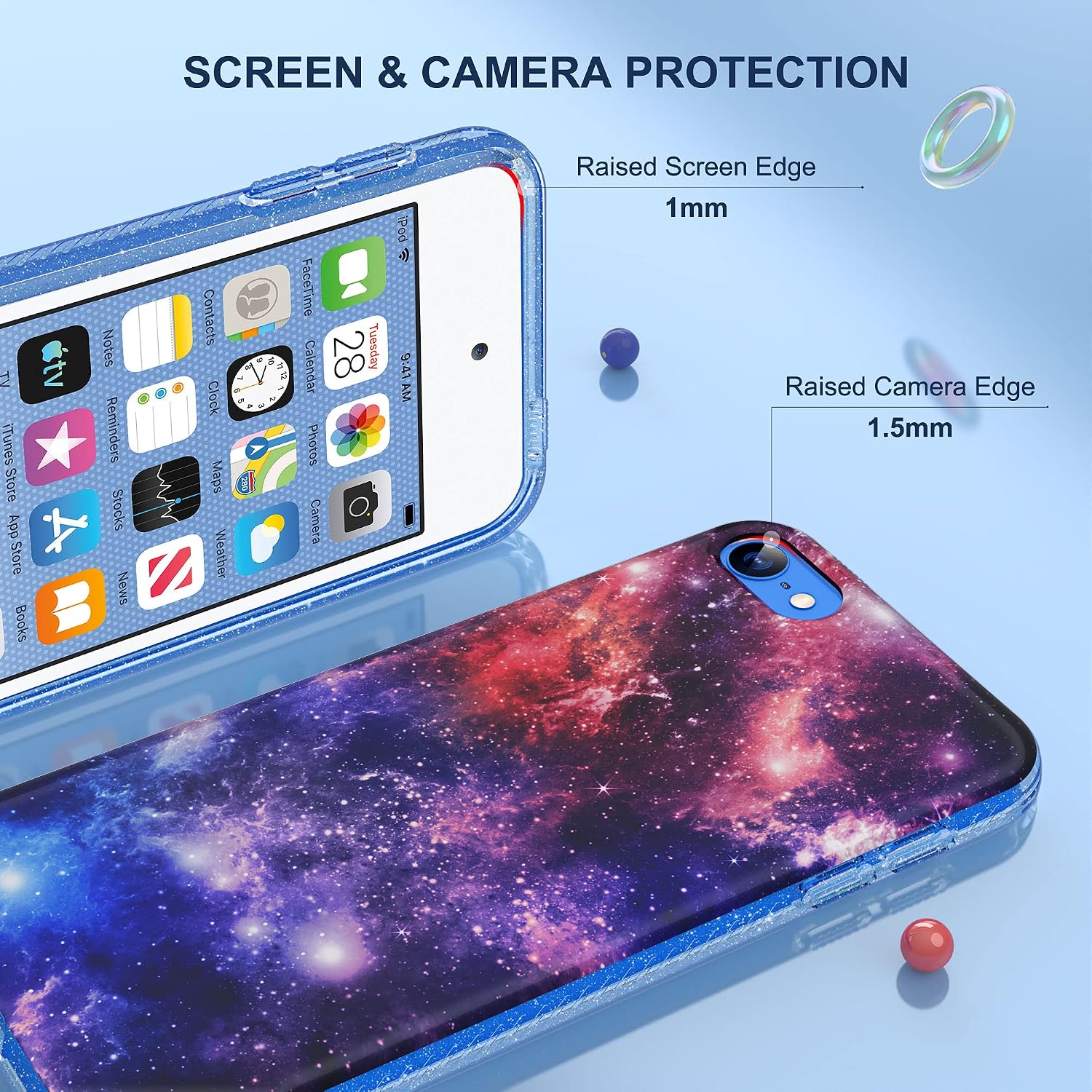 ULAK Compatible with iPod Touch 7 Case/iPod Touch 6 Case, Slim Fit Anti-Scratch Flexible Soft TPU Bumper Hybrid Shockproof Protective Cover for iPod Touch 5th/6th/7th Generation (Starry Sky)