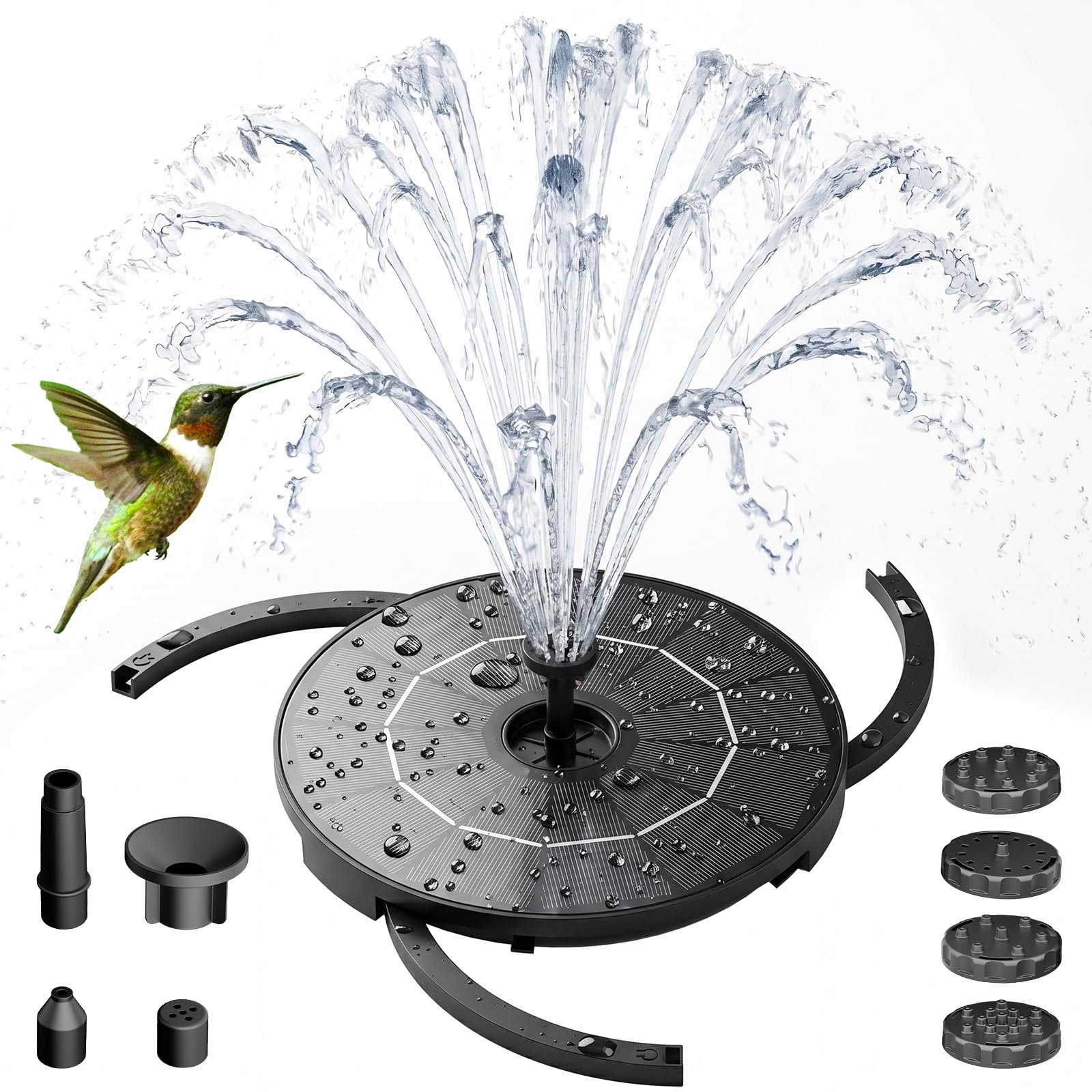 AISITIN DIY Solar Fountain Pump for Water Feature with 3.9ft Cord, Solar Bird Bath Fountain with 6 Nozzles, Solar Powered Water Floating Fountain for Bird Bath, Garden, Ponds Fish Tank, Outdoor-image-36