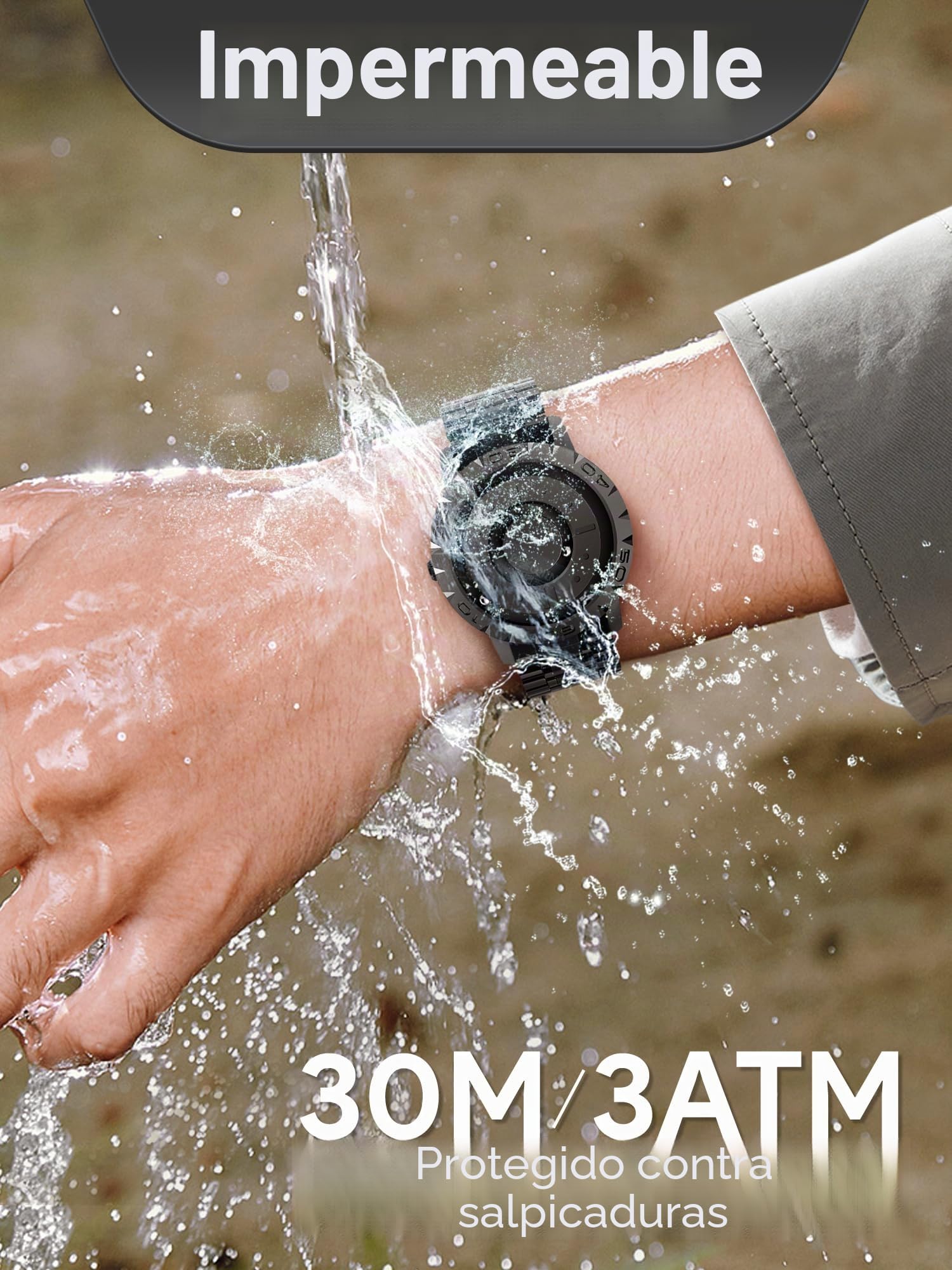 EUTOUR Reloj Magnetico Hombre Cuarzo Sin Vidrio Rodamiento de Bolas Relojes de Pulsera para Hombres 40mm