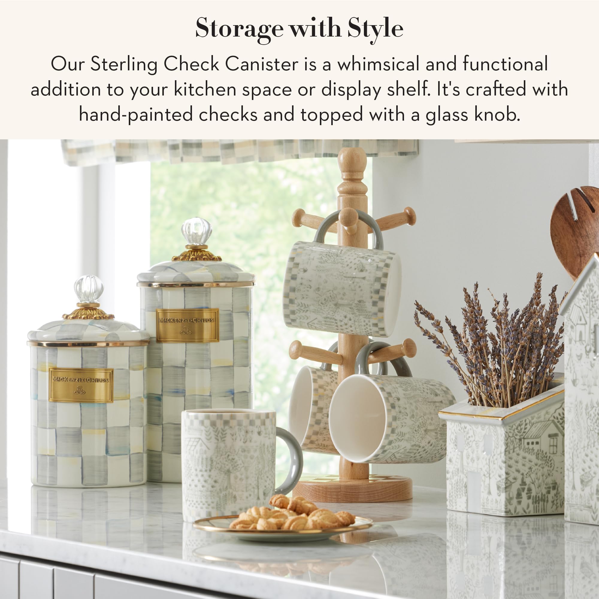 Amazon.com: MACKENZIE-CHILDS Large Enamel Canister, Kitchen