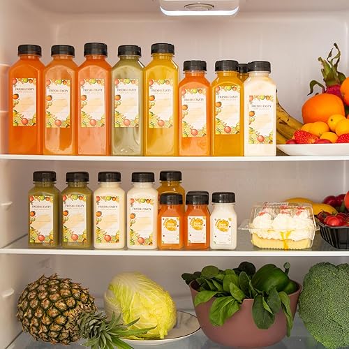 Miniatura 25 de TOMNK 100 botellas de plástico vacías de 8 onzas con tapas, recipientes reutilizables transparentes a granel para bebidas con etiqueta, embudo