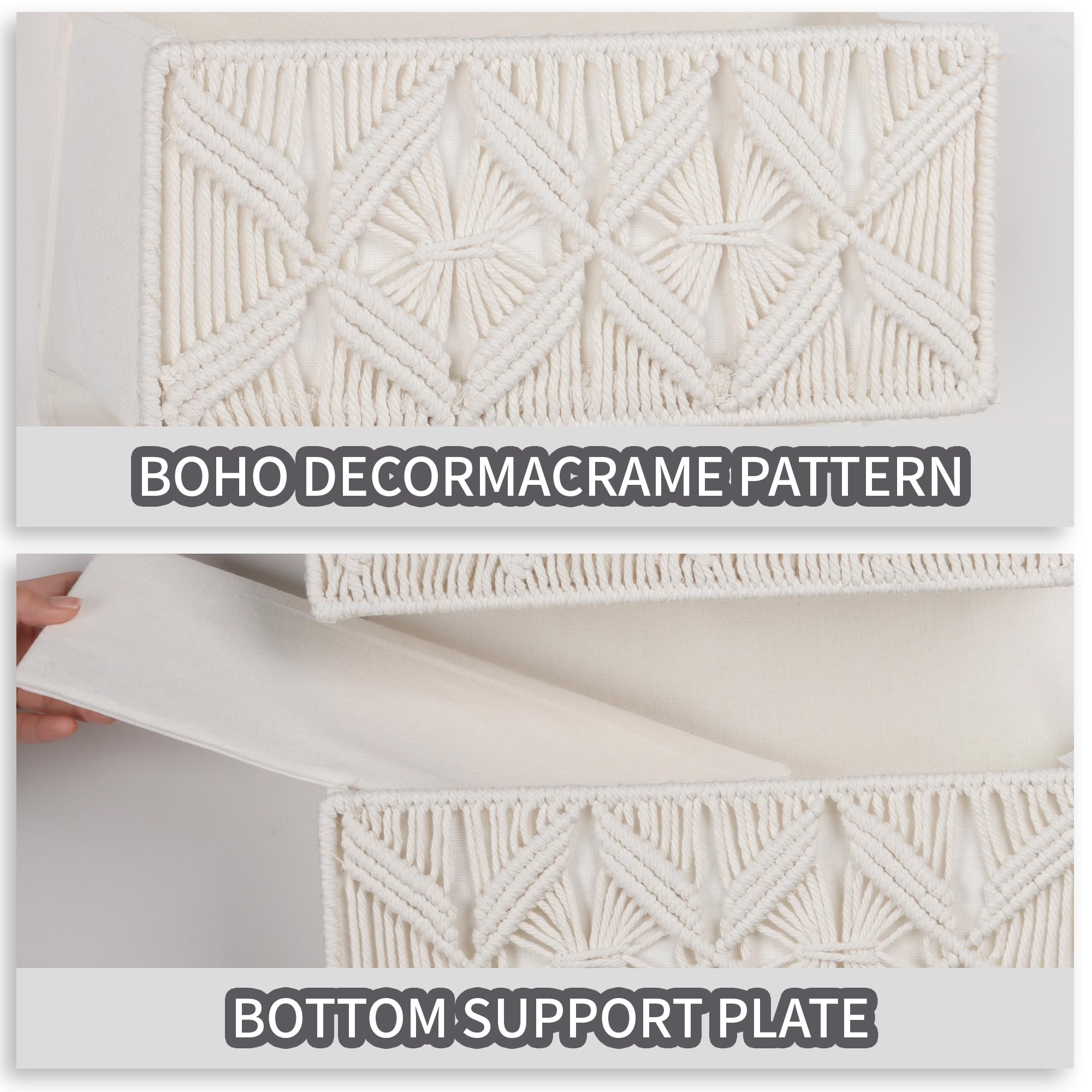 FEILANDUO Organizador para colgar sobre la puerta, macramé bohemio, decoración de almacenamiento, 4 bolsillos, cesta colgante de pared para baño, apartamentos, oficina, organizador detrás de la puerta