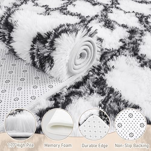 Miniatura 5 de LOCHAS - Alfombra de lujo para interior, moderna, de felpa, esponjosa, extrasuave y cómoda, geométrica marroquí, para dormitorio, sala de estar,