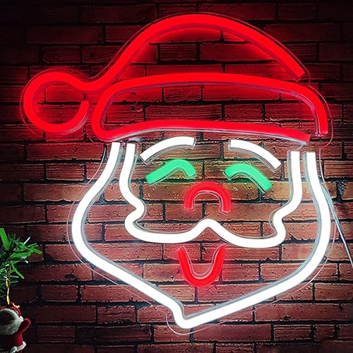 Letrero de neón de Papá Noel, letreros de neón LED de Navidad para decoración de pared, letreros de luz de neón acrílico de Navidad con USBSwicth