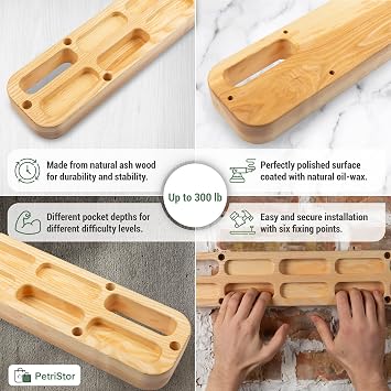 Wooden Portable Hangboard - Hangboard Rock Climbing - Hangboard Doorway Mount - Hand Strengthener Equipment for Training Finger - Hang Board for Climbing