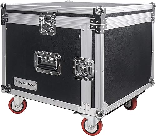 Miniatura 19 de Sound Town Shock Mount 12U ATA Rack Case con 21" de profundidad y ruedas, tamaño de 12 espacios - Grado Pro Tour (STRC-SP12UW)