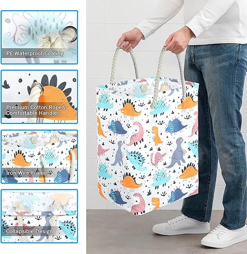 Miniatura 3 de Cesta de ropa sucia a cuadros de búfalo de 78 litros, plegable, alta e impermeable, con asas de cuerda de algodón, contenedor de almacenamiento para