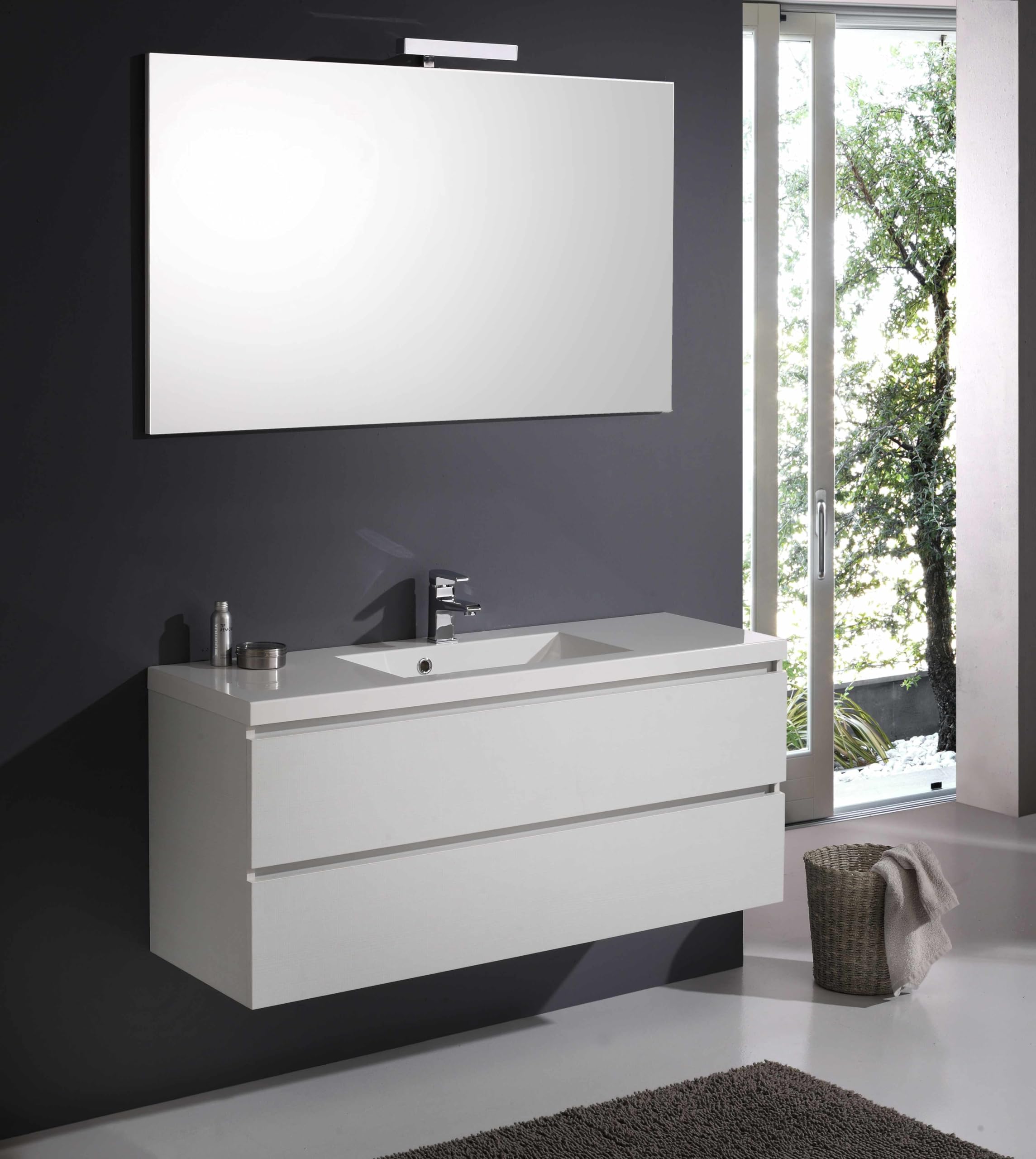 Kiamami Valentina - Mobile Bagno Con Cassetti 120 Cm In Bianco Foresta | Manhattan