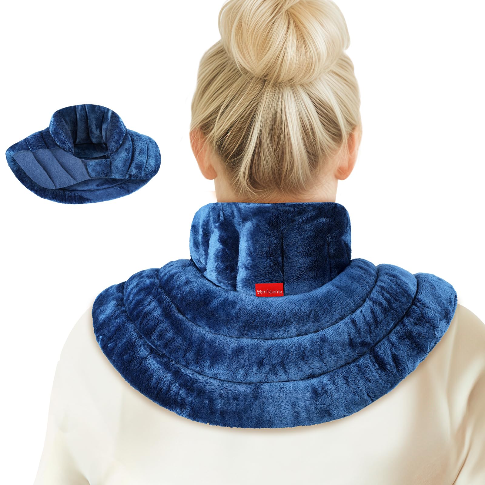 Comfytemp gewichtetes Wärmekissen Nacken Körnerkissen, 1,1kg Mikrowelle Nackenwärmer Halswärmer mit Ultraweiche Oberfläche, Natürliche Leinsamen Feuchte Wärme