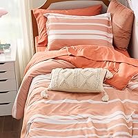 Vista 38 de BEDSURE - Juego de edredón de 7 piezas, ropa de cama a rayas verde salvia para todas las estaciones, reversible, teñido catiónico, juego de ropa