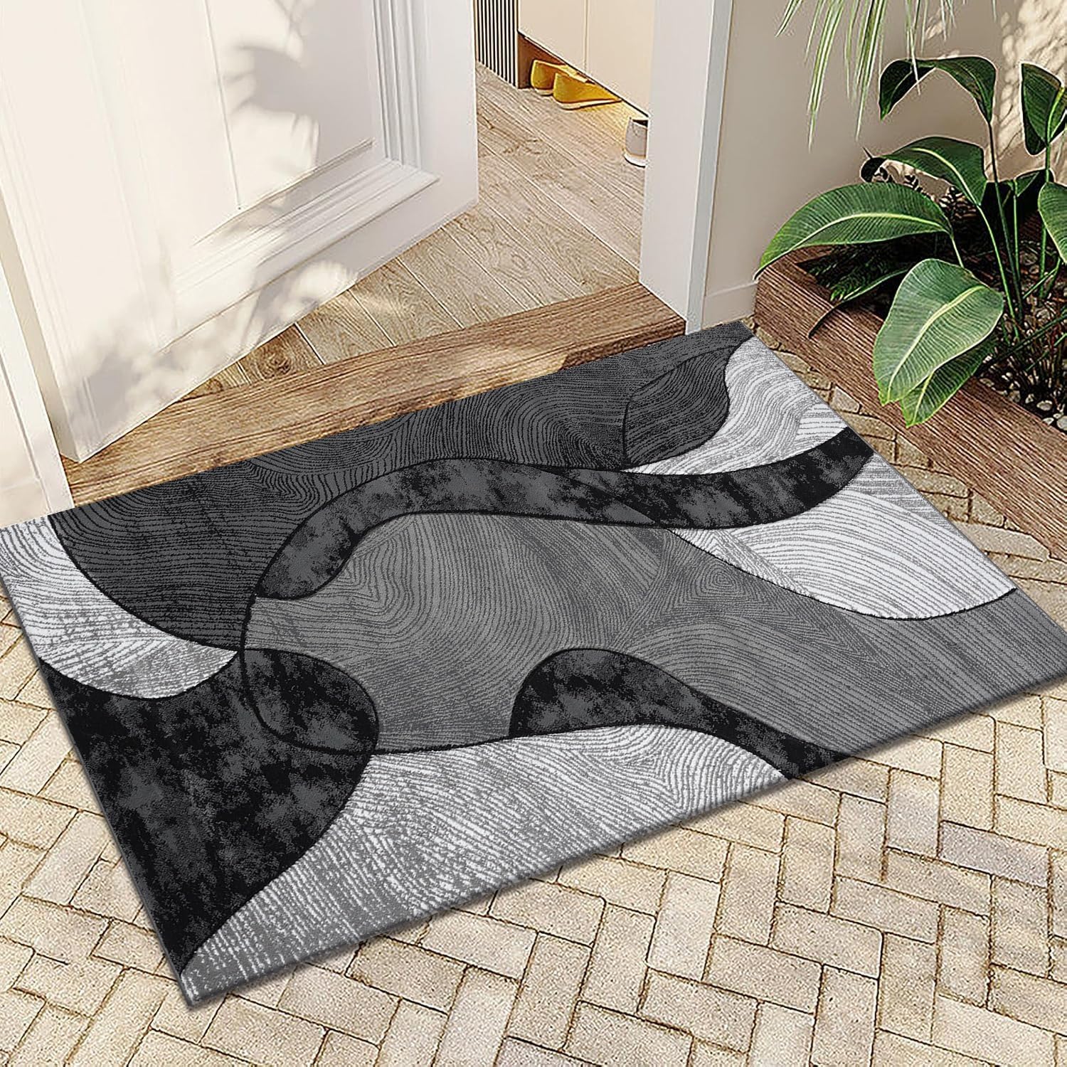 Cozy Haven Dusk Door Mat - Non-Slip Washable Doormat, Suitable for Indoor/Outdoor Use, Heavy Duty Dirt Trapper and Water Absorbent (Grey, 50x80 cm)